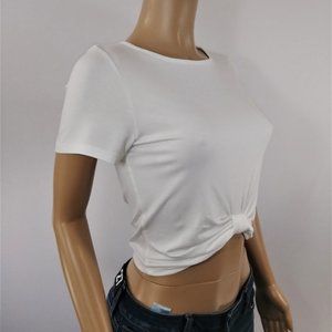 White Gaze Crop Top with Rouching Extra Small